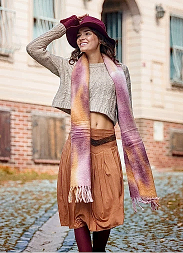 Taba Kloş Suet Midi Etek 6692