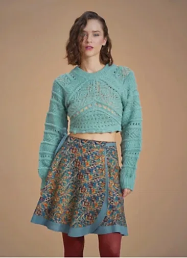 Petrol Pera Desenli Anvelop Kısa Etek 6649