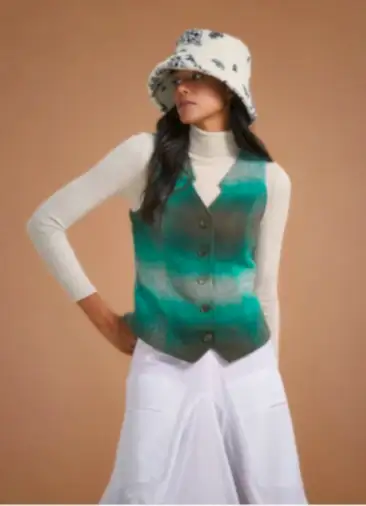 Bohem Tarz Kadın Yeşil Yelek 5408