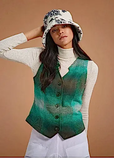 Ekru Desenli Bucket Kadın Şapka 5414