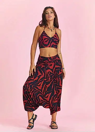 Drape Detay Beli Lastikli Şalvar Pantolon 6287