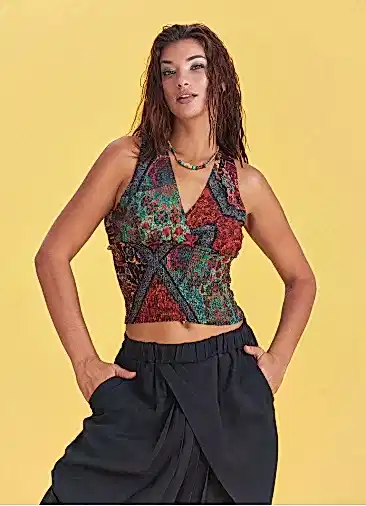 Gipeli Yazlık Siyah Desenli Bluz 4907