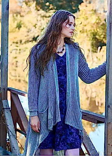 Asimetrik Kesim Cepli Gri Bohem Hırka 7084