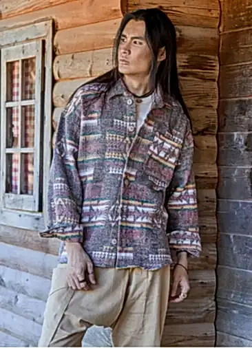 Bol Kesim Uzun Kollu Kahve Otantik Erkek Gömlek 7098