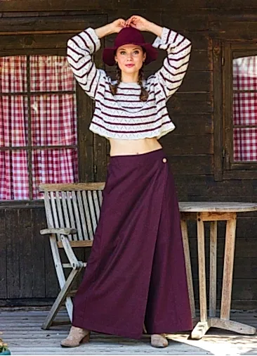 Anvelop Asimetrik Kesim Düğme Detaylı Kırmızı Kadın Bohem Pantolon 7031