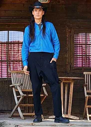 Düz Paça Siyah Erkek Şalvar Pantolon 5344