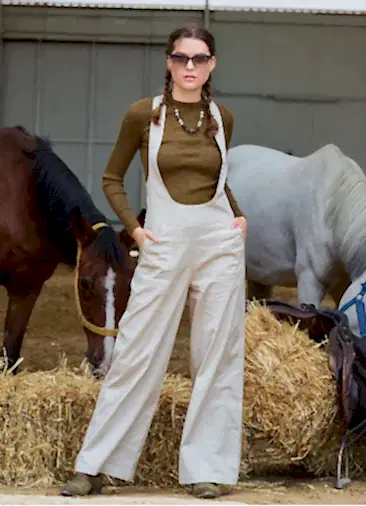 Fermuar Detaylı Cepli Krem Kadın Yazlık Tulum 6997