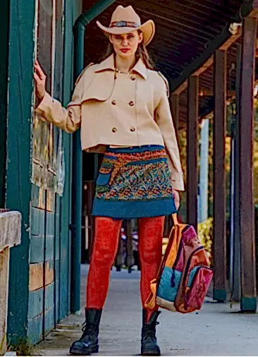 Çıtçıt Kapalamı Cepli Patchwork Anvelop Petrol Çiçekli Etek 7007