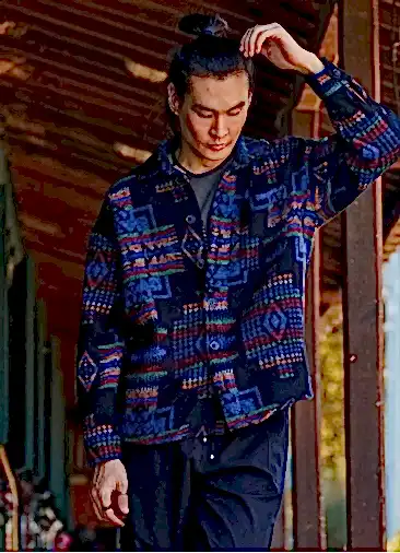 Rahat Kesim Uzun Kollu Etnik Desenli Erkek Gömlek 7094