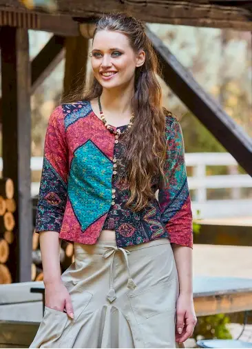 Bisiklet Yaka Yarım Kollu Düğme Detaylı Siyah Otantik Bluz 7112