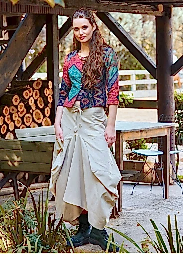 Beli Bağcıklı Cepli Krem Balon Etek 7114