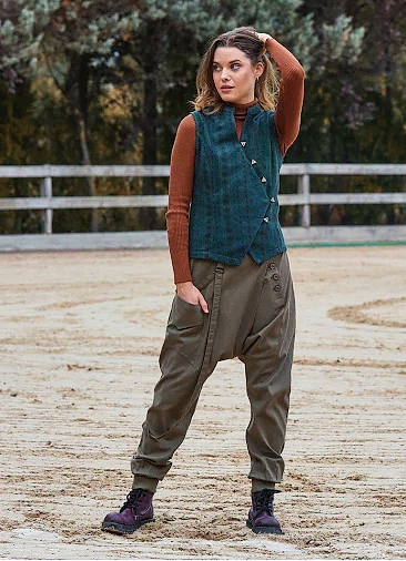 İp Detaylı Düğmeli Beli Lastikli Toprak Bohem Şalvar 6877