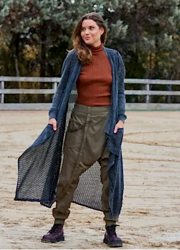 Asimetrik Kesim Cepli Siyah Bohem Hırka 7085