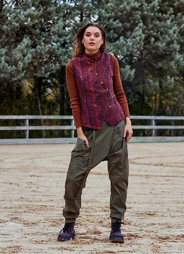 V Yaka Çapraz Düğmeli Bordo Etnik Bluz 7116