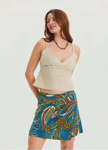 V Yaka İnce Askılı Krem Kolsuz Bluz 6753