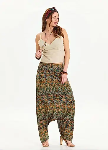 Cep Detaylı Pacası Bağcıklı Petrol Bohem Şalvar 6795