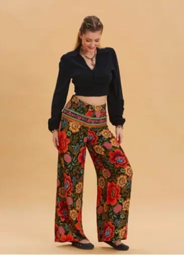 Yüksek Bel Bol Kesim Siyah Palazzo Pantolon 6857