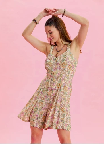 İnce Askılı Düğme Detaylı Bej Yazlık Tulum 6887