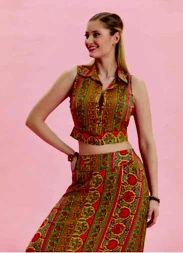 Gömlek Yaka Düğme Detaylı Turuncu Crop Bluz 6931