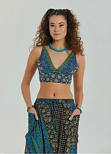 Bağcıklı Sırtı Açık Ayarlanabilir Lacivert Otantik Bluz 6970