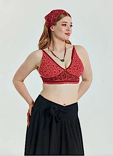 Bağcıklı Sırtı Açık Ayarlanabilir Kırmızı Büyük Beden Bluz 6978