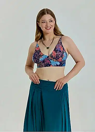 Bağcıklı Sırtı Açık Ayarlanabilir Mavi Büyük Beden Bluz 6977