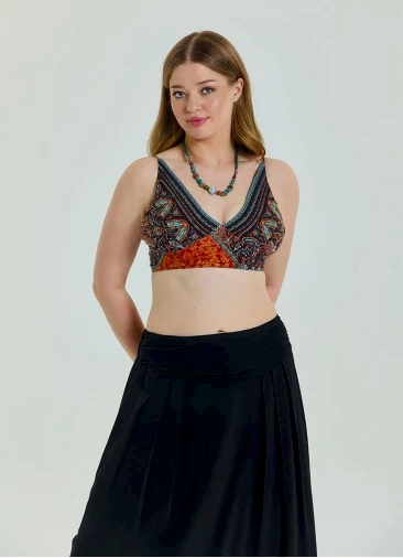 Bağcıklı Sırtı Açık Ayarlanabilir Kahve Büyük Beden Bluz 6979