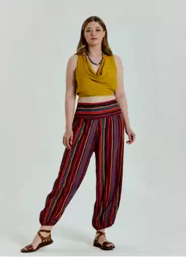 Beli Lastikli Rahat Kesim Kırmızı Büyük Beden Pantolon 6950