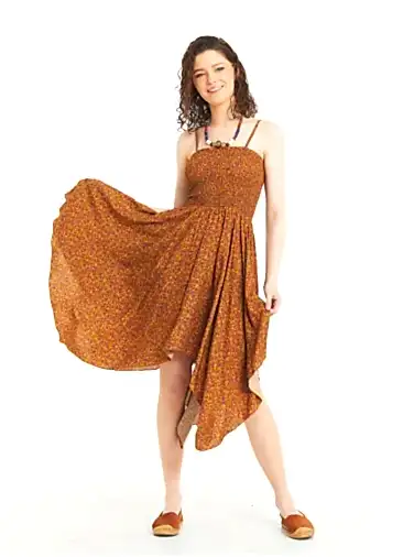 Mendil Etek İnce Askılı Salaş Çiçekli Elbise 5332