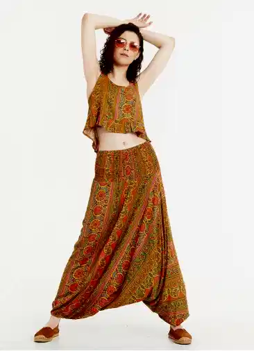 Gipe Bel Detaylı Bohem Etnik Şalvar Pantolon 5318