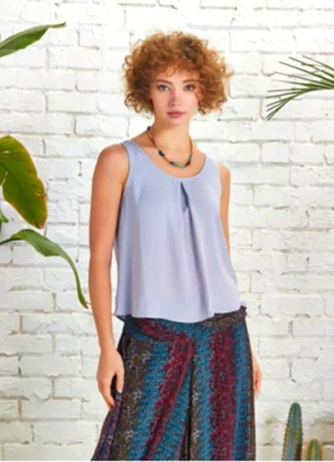 Ön Pilikaşe Detay Degaje Gri Sırt Dekolteli Bluz 5150