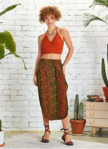 Otantik Desenli Düşük Bel Etek Pantolon 5183