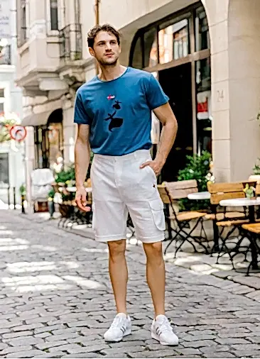 Beli Lastikli Beyaz Kargo Erkek Şort 6572