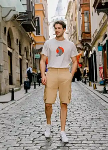 Beli Lastikli Camel Kargo Erkek Şort 6573