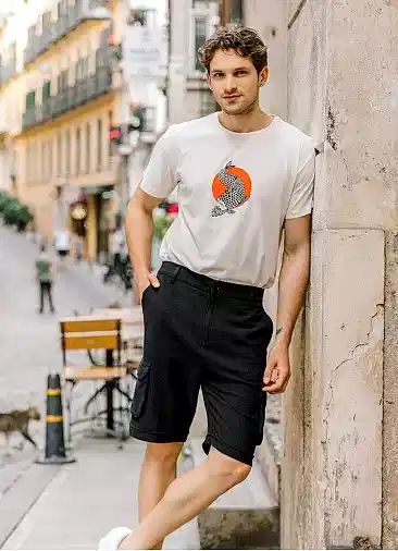 Beli Lastikli Siyah Kargo Erkek Şort 6571