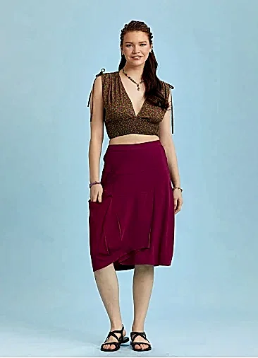 Ön Kat Pile Detaylı Cepli Midi Etek 6337