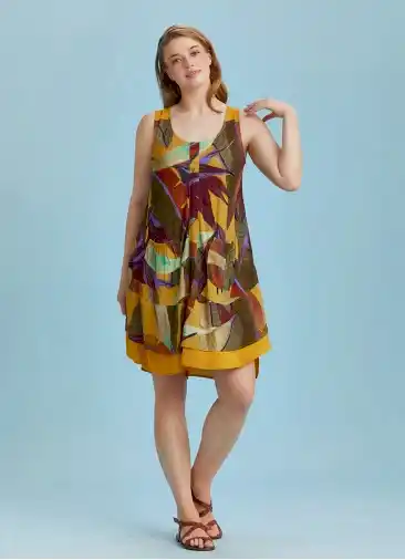 Cepli Haki Desenli Büyük Beden Elbise 6432