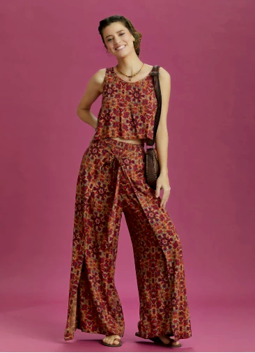 Desenli Kayık Yaka Otantik Tulum 6363