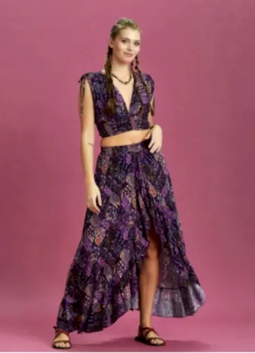 Derin Ön Yırtmaçlı Fırfırlı Desenli Şort Etek 6383