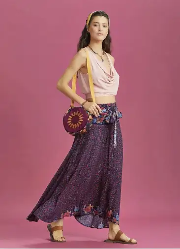 Salaş Çiçek Desenli Asimetrik Etek 6278