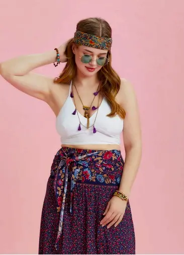 Sırtı Açık Boyundan Bağlamalı Beyaz Büyük Beden Bluz 6391