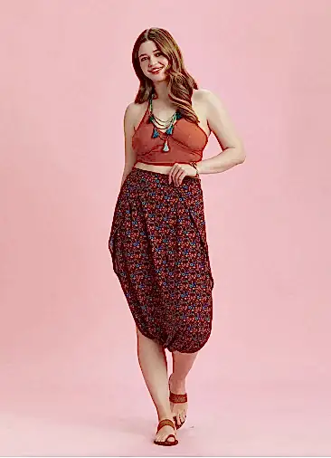 Çiçek Desenli Düşük Bel Büyük Beden Pantolon 6405