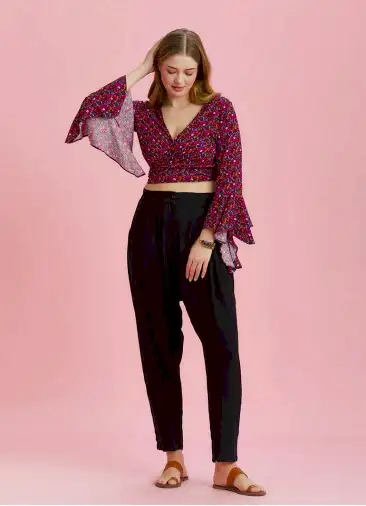 Beli Lastikli Pileli Siyah Büyük Beden Yazlık Pantolon 6481