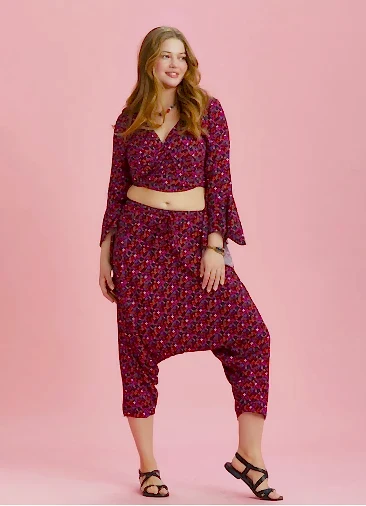 Etnik Desenli Büyük Beden Şalvar Pantolon 6417