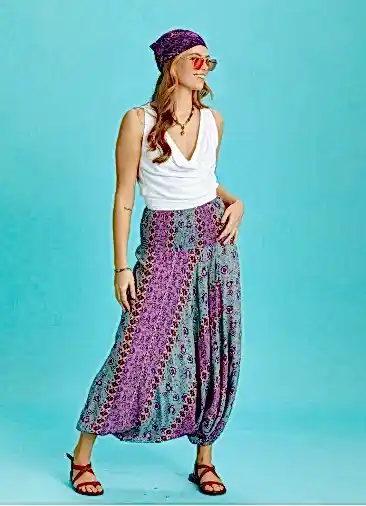 Gipe Bel Detaylı Bohem Çiçek Desenli Şalvar Pantolon 6291