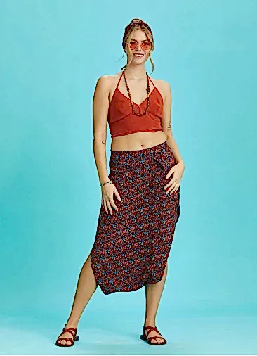 Çiçek Desenli Düşük Bel Etek Pantolon 6318