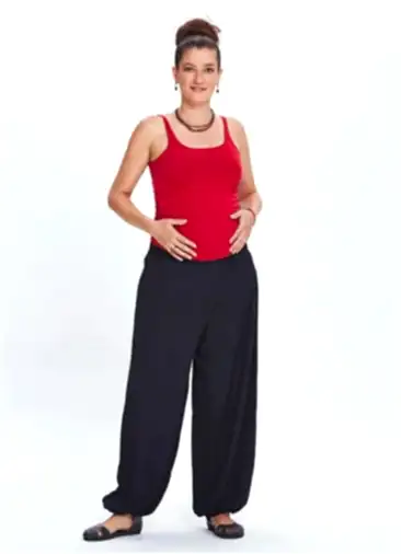 Beli Lastikli Dökümlü Siyah Şalvar Hamile Pantolon 700