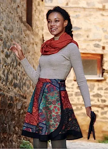 Siyah Babil Desenli Anvelop Kısa Etek 4843