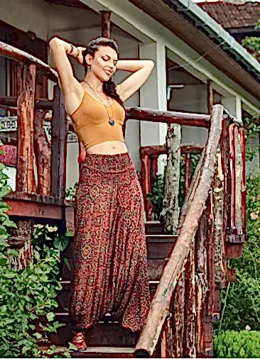 Retro Desenli Gipe Bel Kadın Şalvar 2466