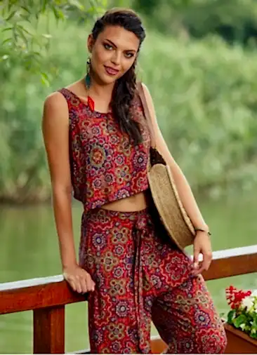 Retro Desenli Kayık Yaka Tulum Otantik Tulum 2449